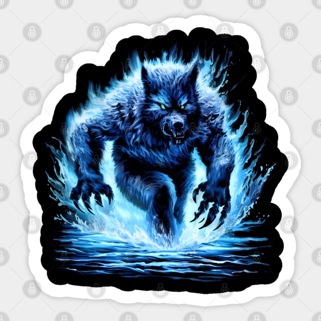 Werewolf night design Sticker by Ravenglow